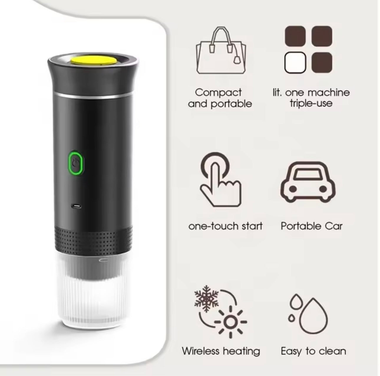 Wireless Electric Portable Espresso 3-in-1 Coffee Machine for Car & Home Camping Coffee Maker Capsule Powder Travel Coffee Maker