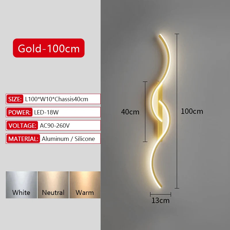 Long Strip LED Wall Lamp Modern Remote Control