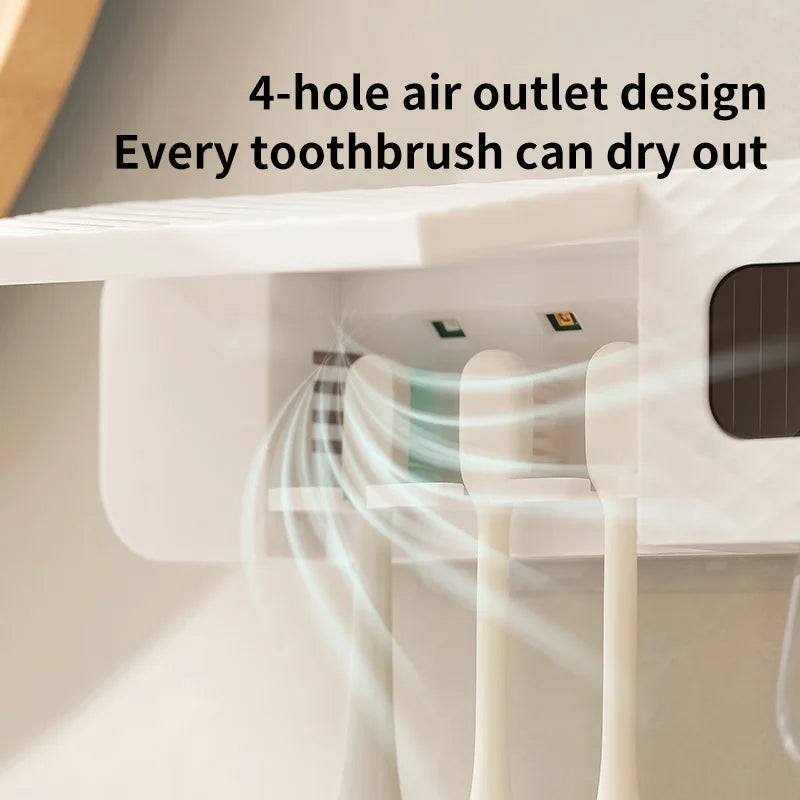 smart toothbrush rack wall mounted 3-slot toothbrush intelligent drying rack,