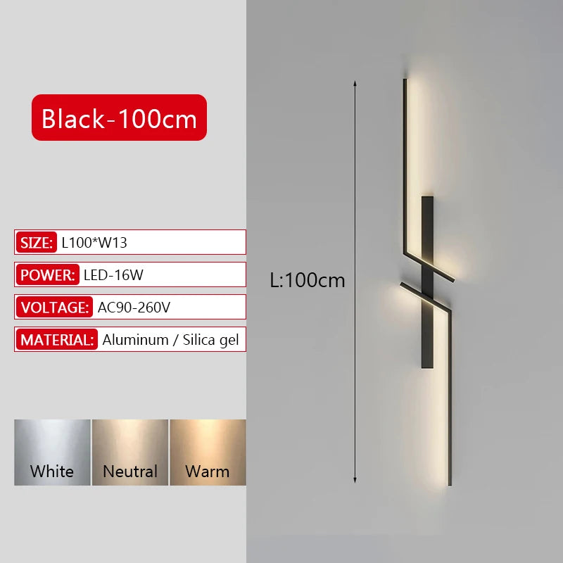Long Strip LED Wall Lamp Modern Remote Control