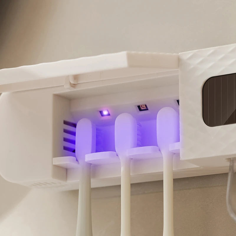 smart toothbrush rack wall mounted 3-slot toothbrush intelligent drying rack,