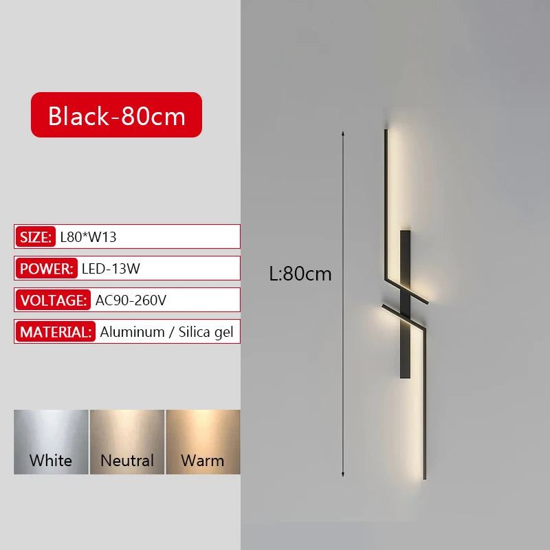 Long Strip LED Wall Lamp Modern Remote Control