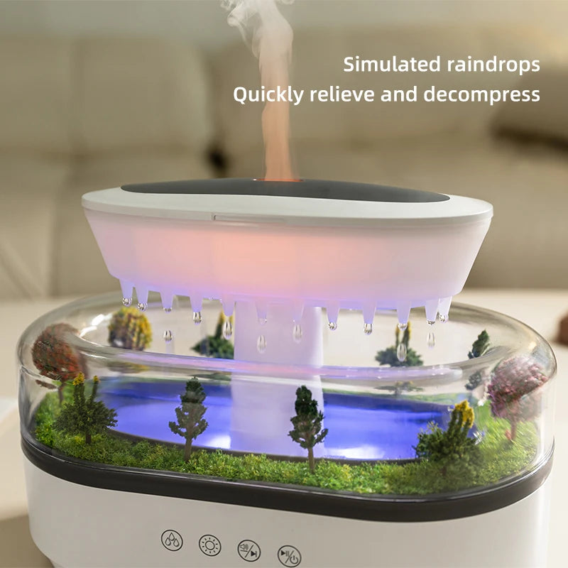 Aroma Humidifier Raindrop Air Humidifier Colorful Light White Noise