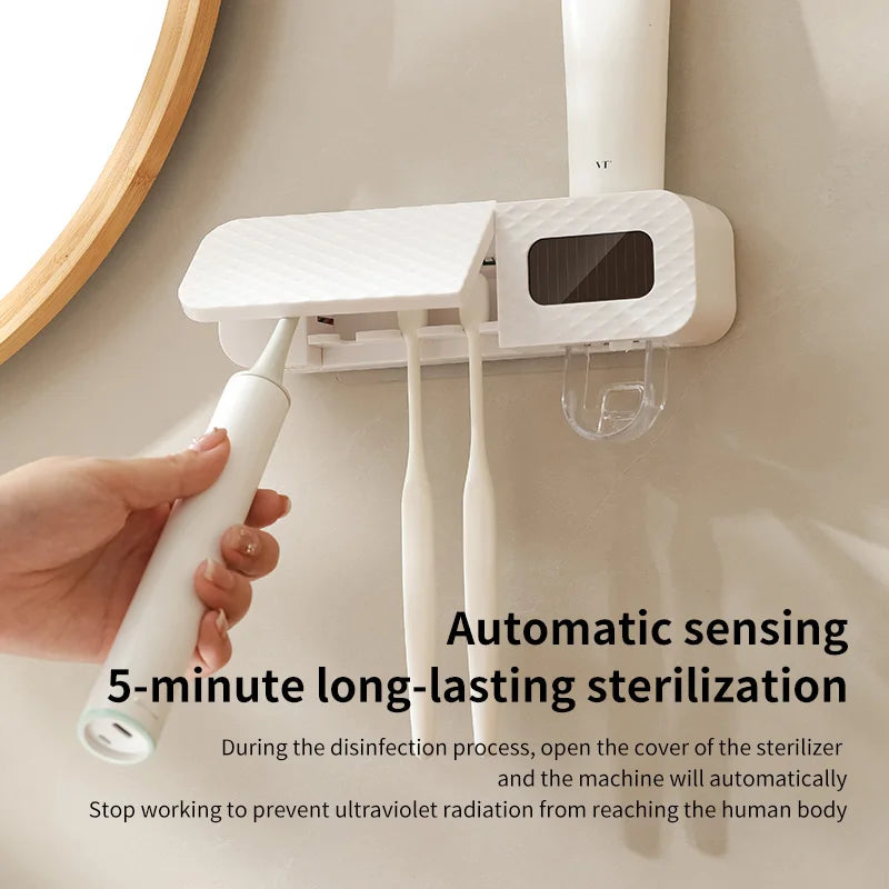smart toothbrush rack wall mounted 3-slot toothbrush intelligent drying rack,