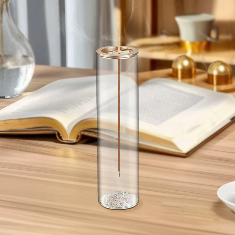 Modern Glass Incense Burner Anti-Ash Flying Incense Holder with Removable Glass Ash Catcher for Home Decor Yoga Meditation