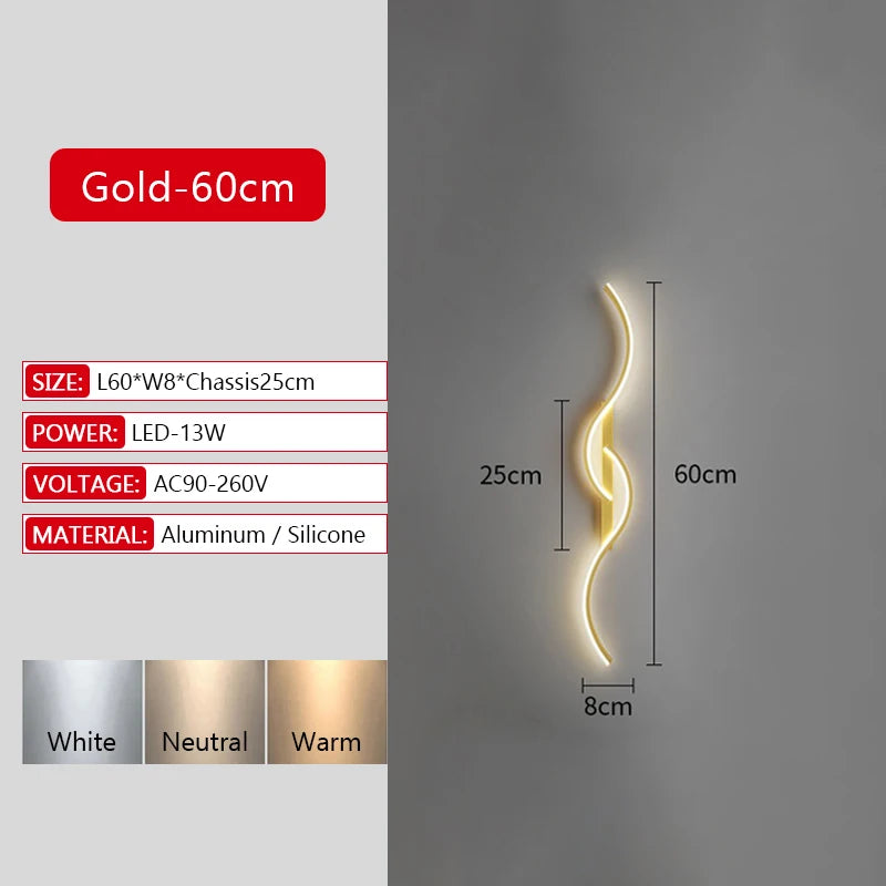 Long Strip LED Wall Lamp Modern Remote Control