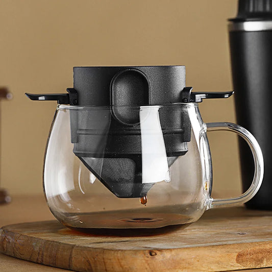 Stainless Steel Portable Coffee Filter Drip Coffee Tea Holder Reusable Mug Coffee Dripper Tea Cup Set Coffee Pot Coffeeware
