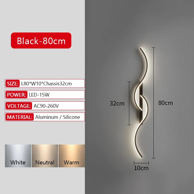 Long Strip LED Wall Lamp Modern Remote Control