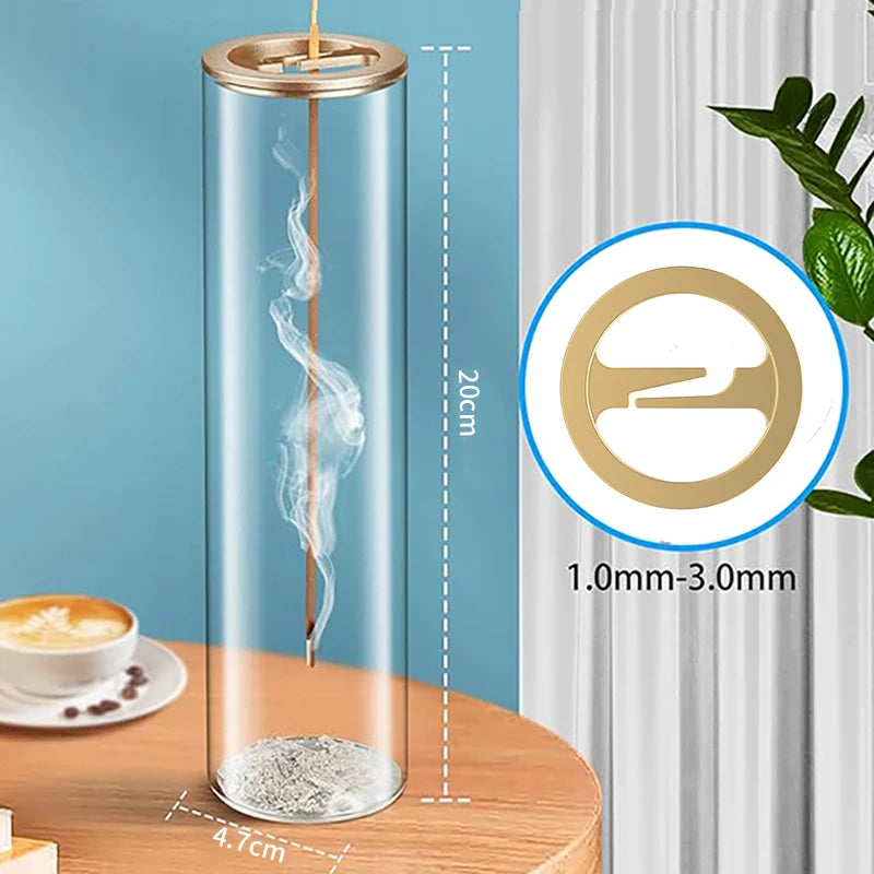 Modern Glass Incense Burner Anti-Ash Flying Incense Holder with Removable Glass Ash Catcher for Home Decor Yoga Meditation