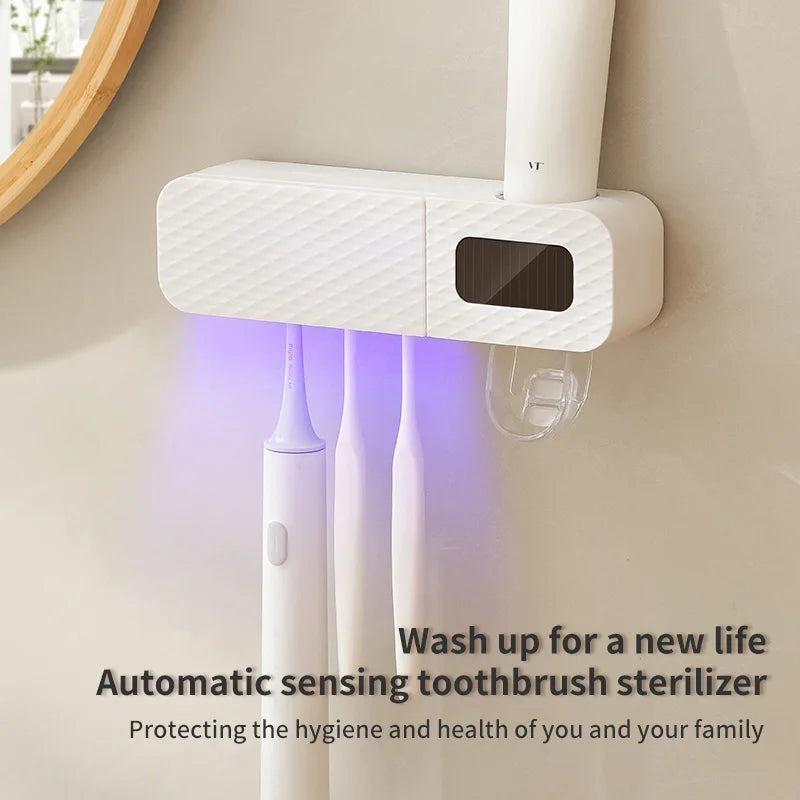 smart toothbrush rack wall mounted 3-slot toothbrush intelligent drying rack,