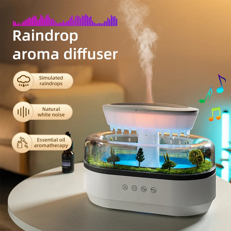 Aroma Humidifier Raindrop Air Humidifier Colorful Light White Noise