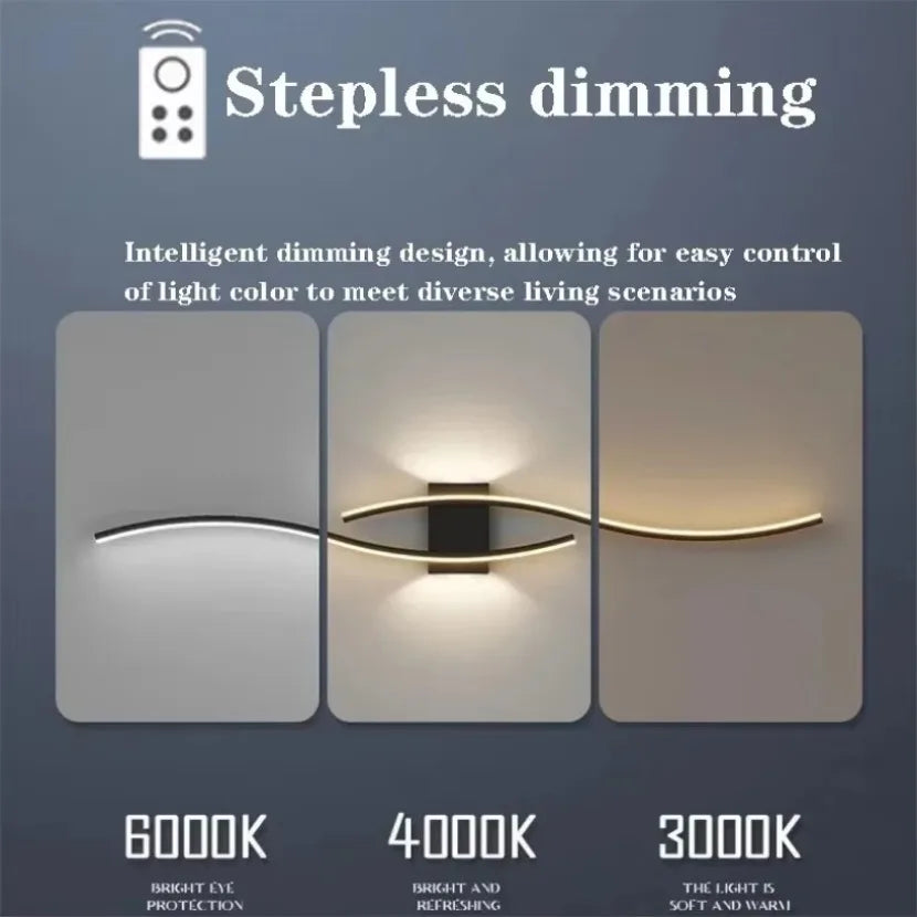Long Strip LED Wall Lamp Modern Remote Control