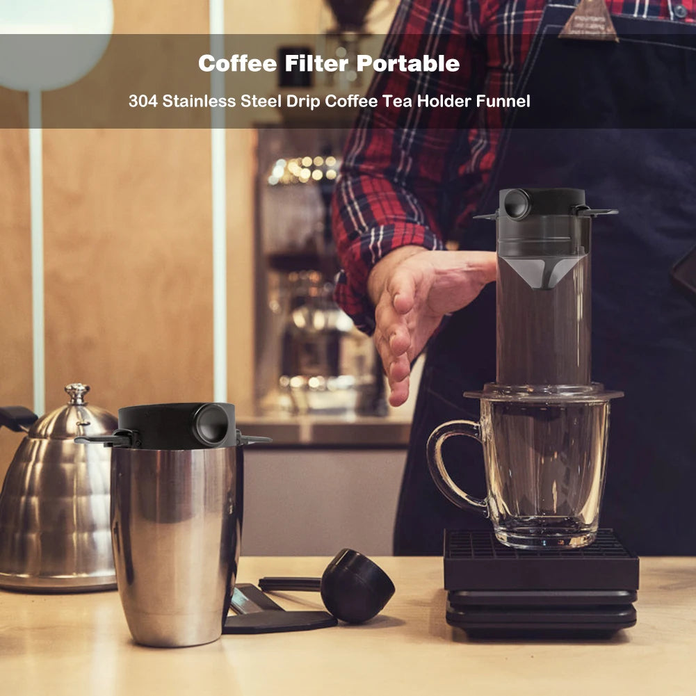 Stainless Steel Portable Coffee Filter Drip Coffee Tea Holder Reusable Mug Coffee Dripper Tea Cup Set Coffee Pot Coffeeware
