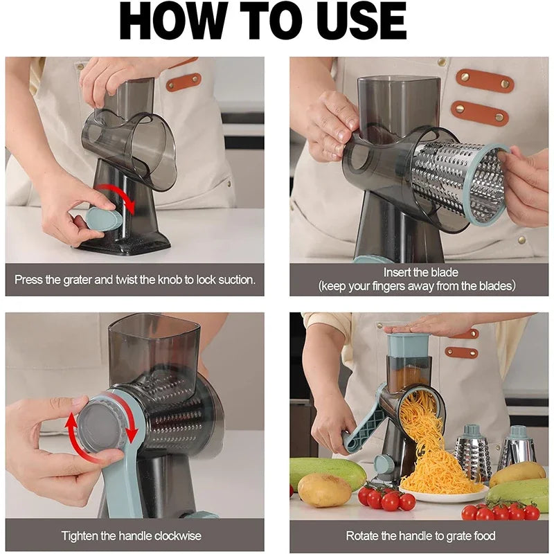 3-in-1 Rotary Cheese/Vegetable Grater & Nut Grinder