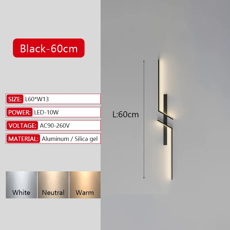 Long Strip LED Wall Lamp Modern Remote Control