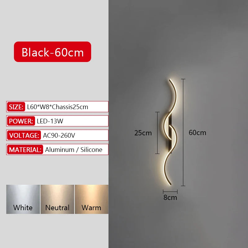 Long Strip LED Wall Lamp Modern Remote Control