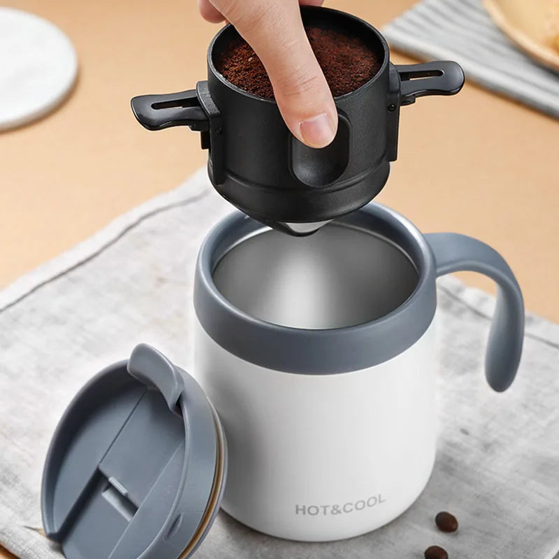 Stainless Steel Portable Coffee Filter Drip Coffee Tea Holder Reusable Mug Coffee Dripper Tea Cup Set Coffee Pot Coffeeware