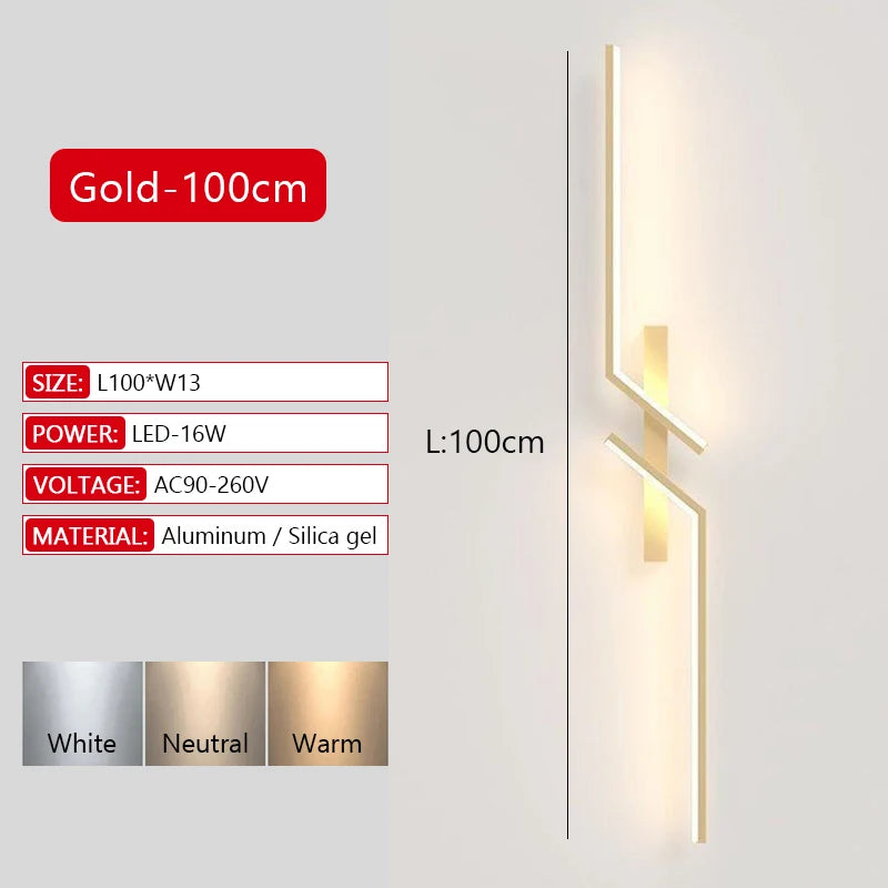 Long Strip LED Wall Lamp Modern Remote Control