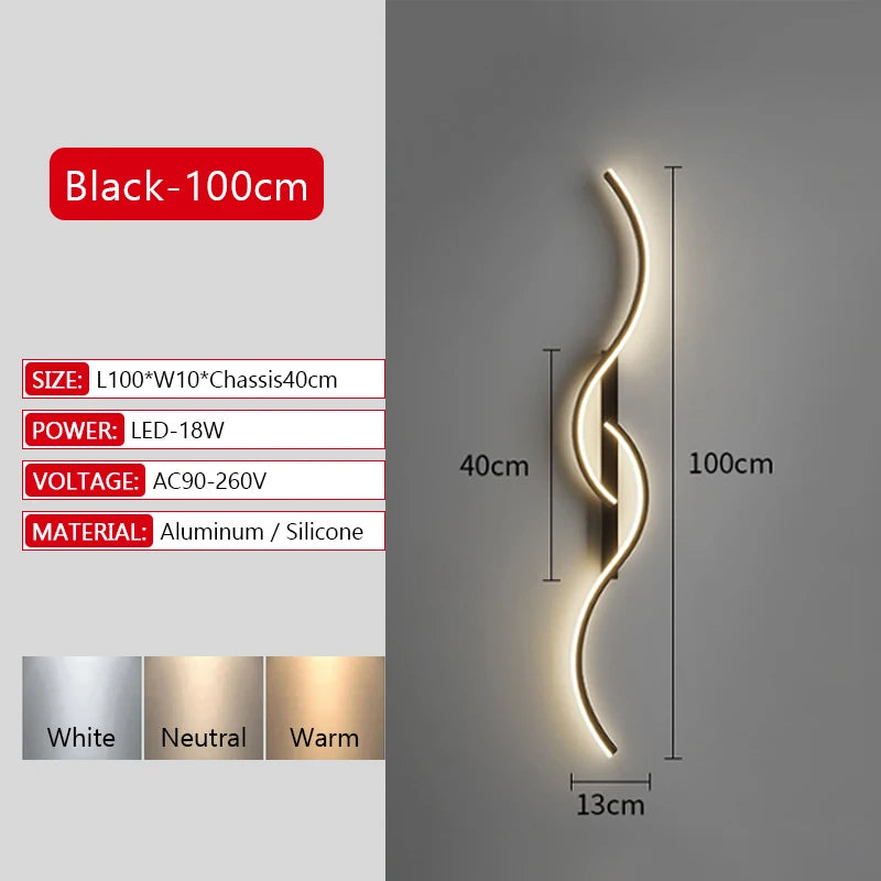 Long Strip LED Wall Lamp Modern Remote Control